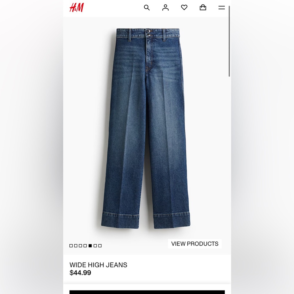 H&M women Relaxed Wide-Leg Jeans in Dark Blue size 8 regular/ high waisted